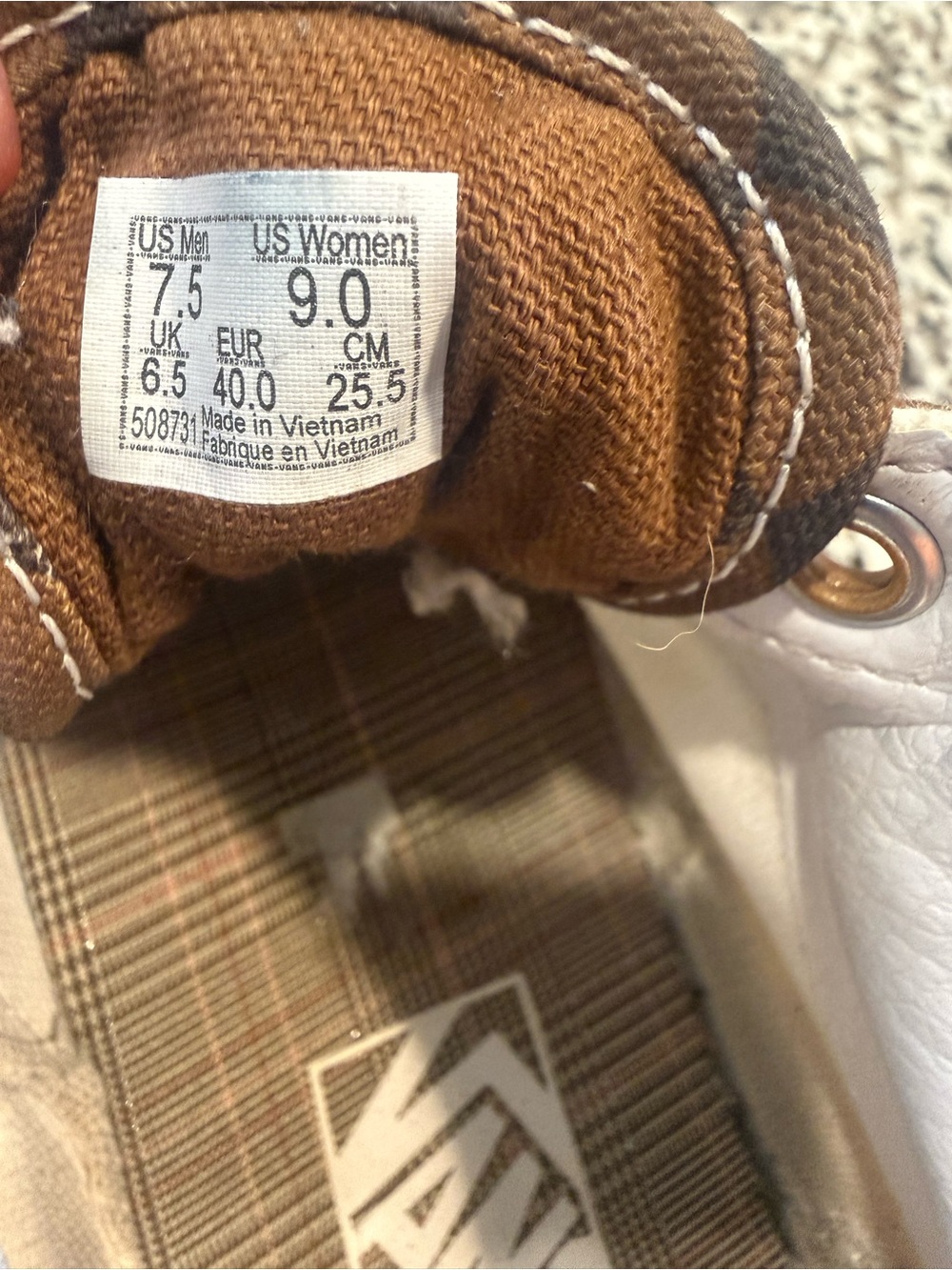 Unisex Vans Brown Checkerboard Sneakers with Tan Stripe - Picture 10 of 10
